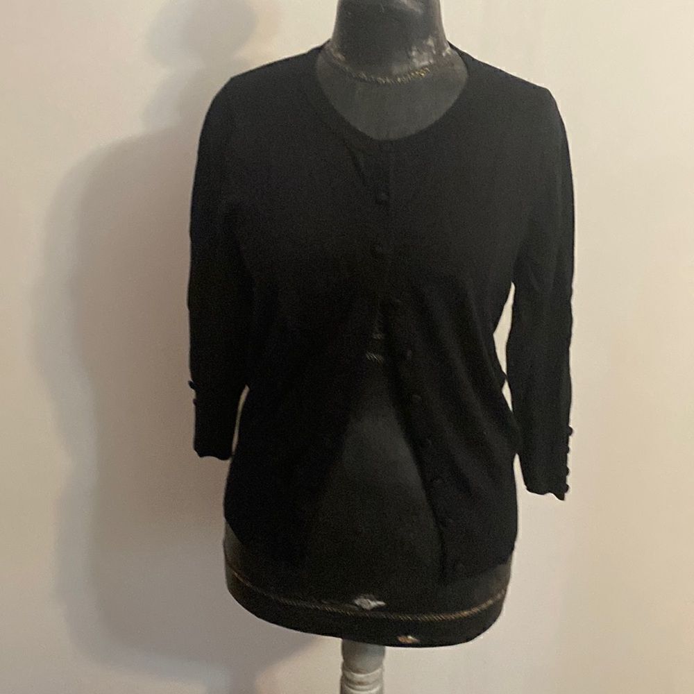 Philosophy black button-down sweater, size Medium